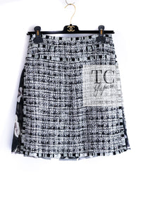 CHANEL 04S Black White Fringe Lesage Jacket Skirt Suit 38 シャネル ブラック ホワイト フリンジ ルサージュ ツイード ジャケット スカート スーツ 即発