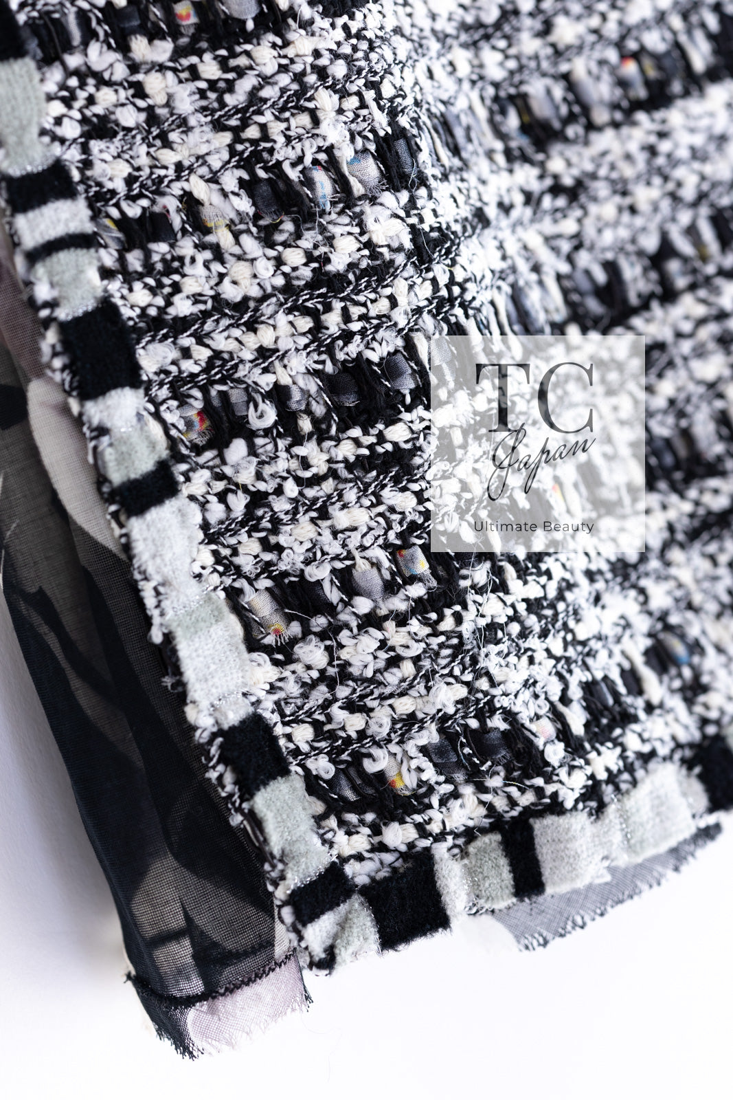 CHANEL 04S Black White Fringe Lesage Jacket Skirt Suit 38 シャネル ブラック ホワイト フリンジ ルサージュ ツイード ジャケット スカート スーツ 即発