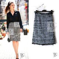 CHANEL 11S white black tweed women's skirt / シャネル レディース ホワイト ブラック ツイード スカート