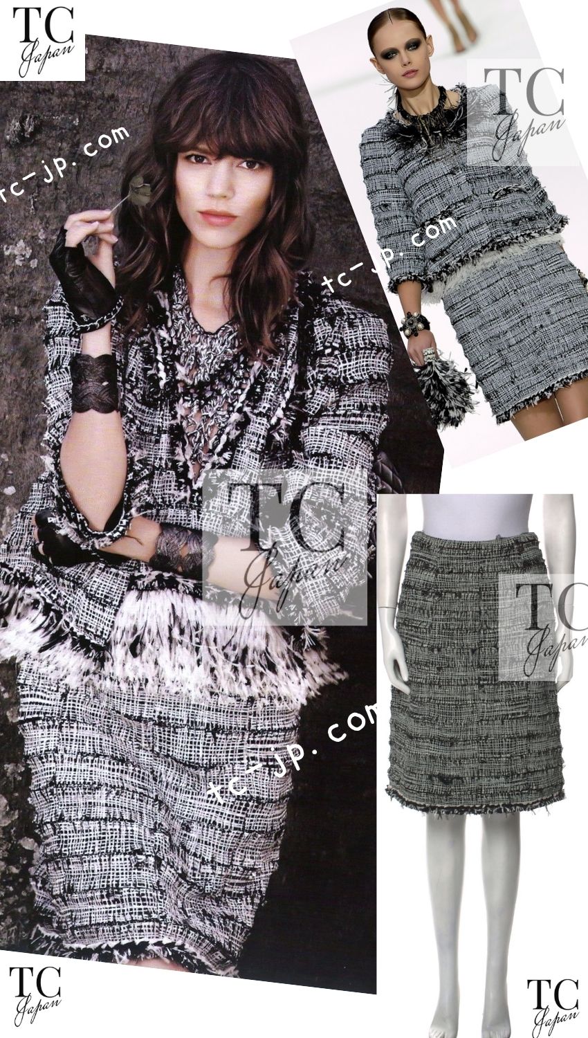 CHANEL 11S white black tweed women's skirt / シャネル レディース ホワイト ブラック ツイード スカート