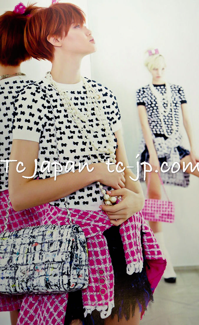 CHANEL 14S Pink White Metallic Trim Cotton Tweed Dress 36 シャネル ピンク ホワイト メタリック トリム コットン ツイード ワンピース 即発