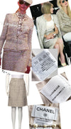 CHANEL 05S Beige Gold Silver Metallic Tweed Jacket Skirt Suit 44 46 シャネル ベージュ ゴールド メタリック ルサージュ ツイード ジャケット スカート スーツ 即発