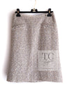 CHANEL 05S Beige Gold Silver Metallic Tweed Jacket Skirt Suit 44 46 シャネル ベージュ ゴールド メタリック ルサージュ ツイード ジャケット スカート スーツ 即発