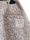 CHANEL 05S Beige Gold Silver Metallic Tweed Jacket Skirt Suit 44 46 シャネル ベージュ ゴールド メタリック ルサージュ ツイード ジャケット スカート スーツ 即発