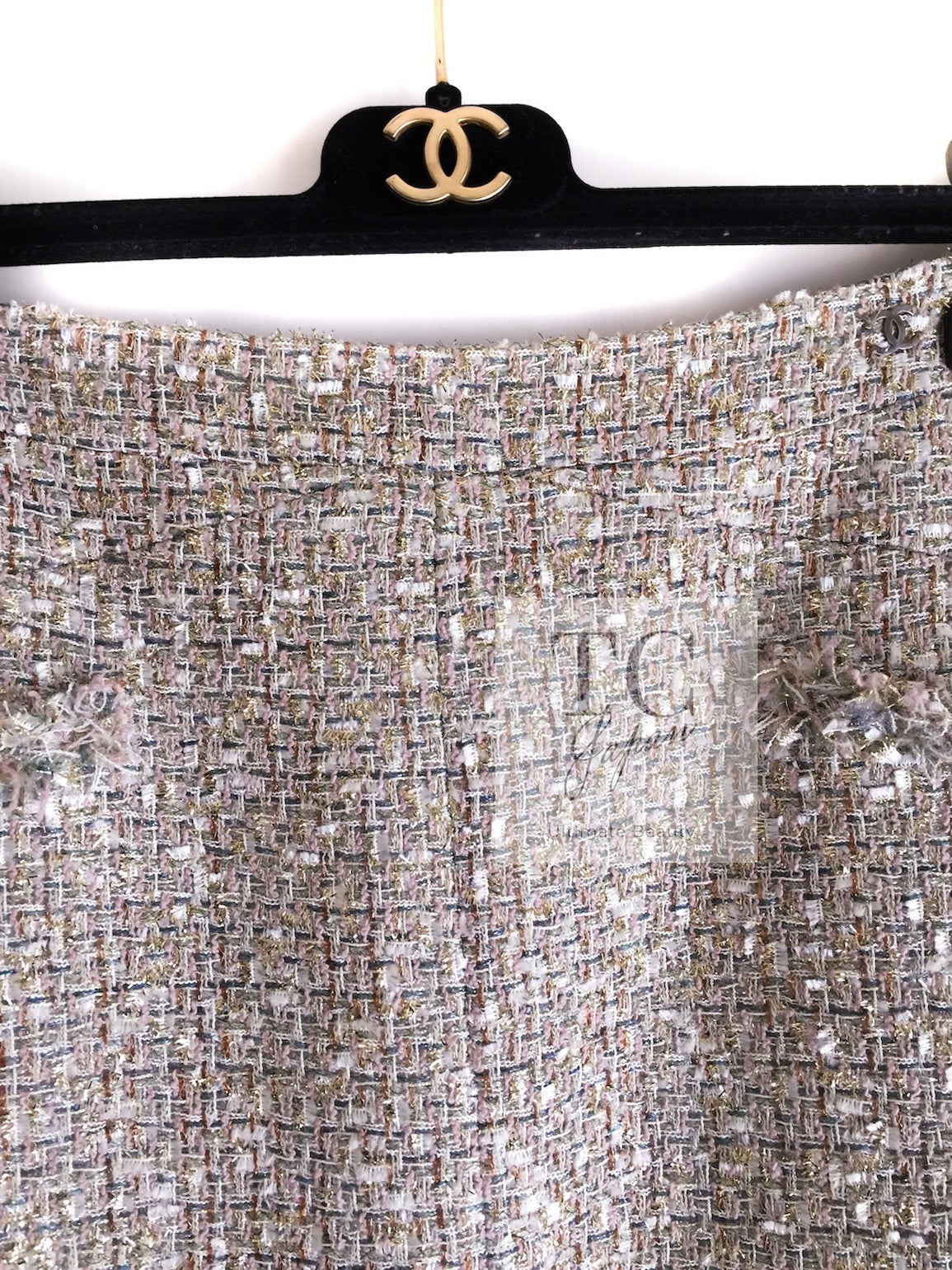 CHANEL 05S Beige Gold Silver Metallic Tweed Jacket Skirt Suit 44 46 シャネル ベージュ ゴールド メタリック ルサージュ ツイード ジャケット スカート スーツ 即発