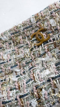 CHANEL 05S Beige Gold Silver Metallic Tweed Jacket Skirt Suit 44 46 シャネル ベージュ ゴールド メタリック ルサージュ ツイード ジャケット スカート スーツ 即発