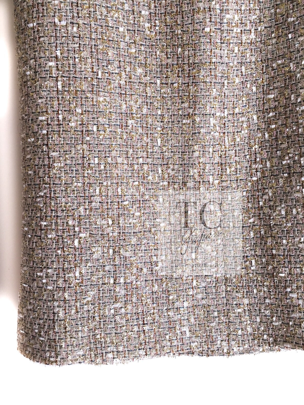 CHANEL 05S Beige Gold Silver Metallic Tweed Jacket Skirt Suit 44 46 シャネル ベージュ ゴールド メタリック ルサージュ ツイード ジャケット スカート スーツ 即発