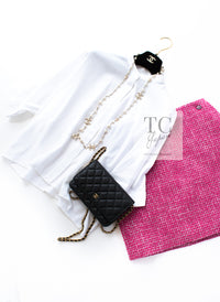 CHANEL 22A Raspberry Pink Wool Blend Tweed Skirt 36 シャネル ラズベリー ピンク ウール 混合 ツイード スカート 即発