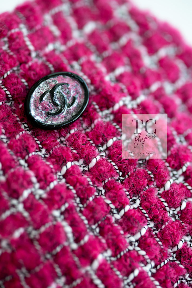 CHANEL 22A Raspberry Pink Wool Blend Tweed Skirt 36 シャネル ラズベリー ピンク ウール 混合 ツイード スカート 即発