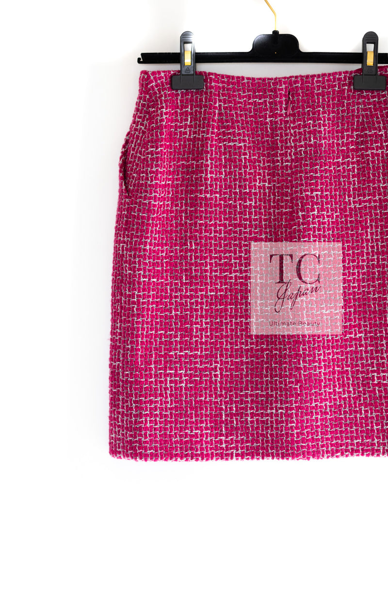 CHANEL 22A Raspberry Pink Wool Blend Tweed Skirt 36 シャネル ラズベリー ピンク ウール 混合 ツイード スカート 即発