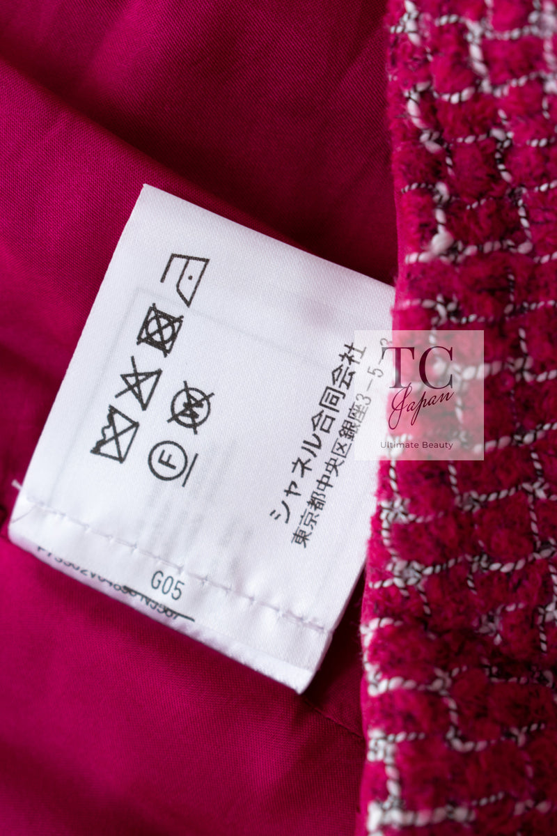 CHANEL 22A Raspberry Pink Wool Blend Tweed Skirt 36 シャネル ラズベリー ピンク ウール 混合 ツイード スカート 即発