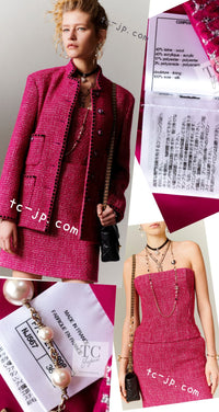 CHANEL 22A Raspberry Pink Wool Blend Tweed Skirt 36 シャネル ラズベリー ピンク ウール 混合 ツイード スカート 即発