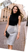 CHANEL 09S Light Gray Mint Cotton Wool Tweed Skirt 34 シャネル ライト グレー ミント コットン ウール ツイード スカート 即発