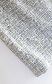CHANEL 09S Light Gray Mint Cotton Wool Tweed Skirt 34 シャネル ライト グレー ミント コットン ウール ツイード スカート 即発