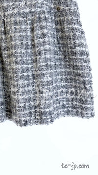 CHANEL 05A Gray Silver Mix Wool Cashmere Tweed Skirt 36 38 シャネル グレー シルバー ふんわり ウール カシミヤ ツイード スカート 即発