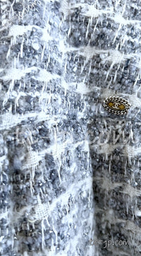 CHANEL 05A Gray Silver Mix Wool Cashmere Tweed Skirt 36 38 シャネル グレー シルバー ふんわり ウール カシミヤ ツイード スカート 即発