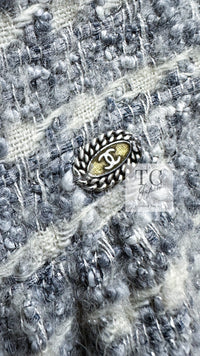 CHANEL 05A Gray Silver Mix Wool Cashmere Tweed Skirt 36 38 シャネル グレー シルバー ふんわり ウール カシミヤ ツイード スカート 即発