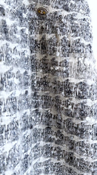 CHANEL 05A Gray Silver Mix Wool Cashmere Tweed Skirt 36 38 シャネル グレー シルバー ふんわり ウール カシミヤ ツイード スカート 即発