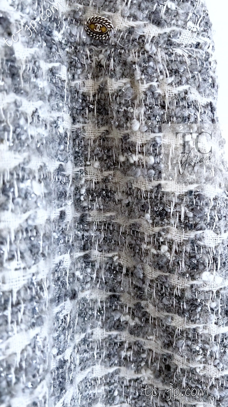 CHANEL 05A Gray Silver Mix Wool Cashmere Tweed Skirt 36 38 シャネル グレー シルバー ふんわり ウール カシミヤ ツイード スカート 即発