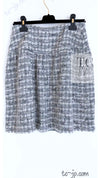 CHANEL 05A Gray Silver Mix Wool Cashmere Tweed Skirt 36 38 シャネル グレー シルバー ふんわり ウール カシミヤ ツイード スカート 即発