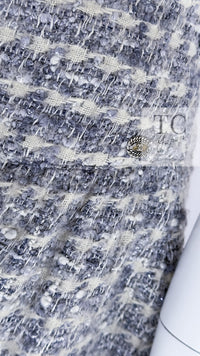 CHANEL 05A Gray Silver Mix Wool Cashmere Tweed Skirt 36 38 シャネル グレー シルバー ふんわり ウール カシミヤ ツイード スカート 即発