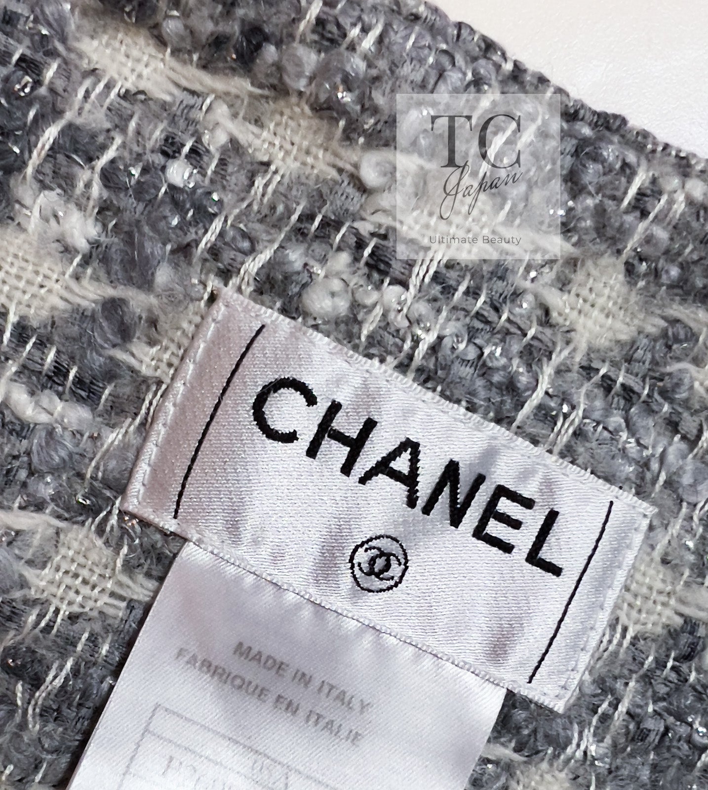 シャネル スカート CHANEL グレー シルバー ふんわり ウール カシミヤ
