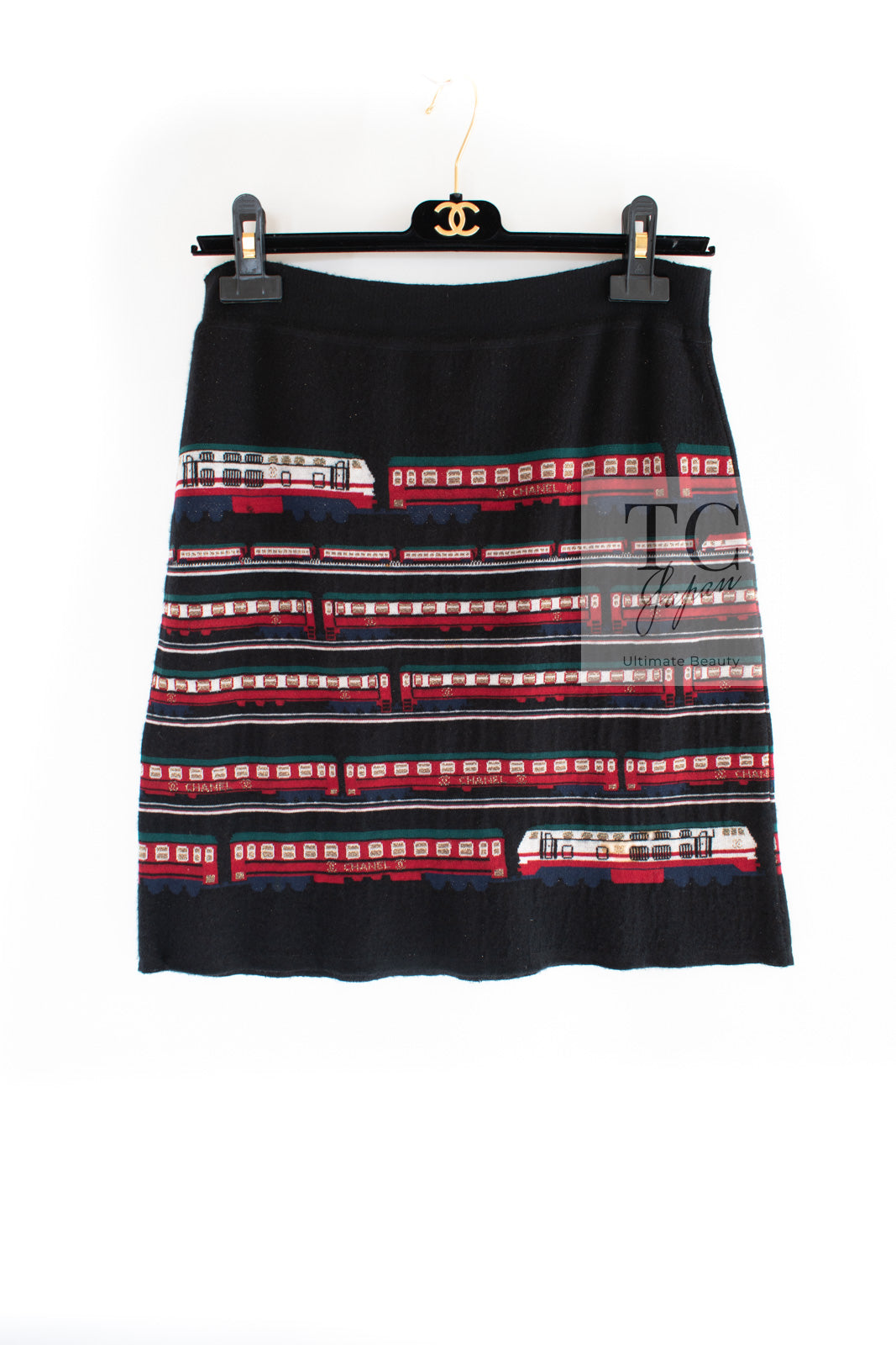 CHANEL 07C Black Train Central Station Cotton Cashmere Knit Skirt 38 シャネル ブラック セントラルステーション 電車 コットン カシミヤ ニット スカート 即発