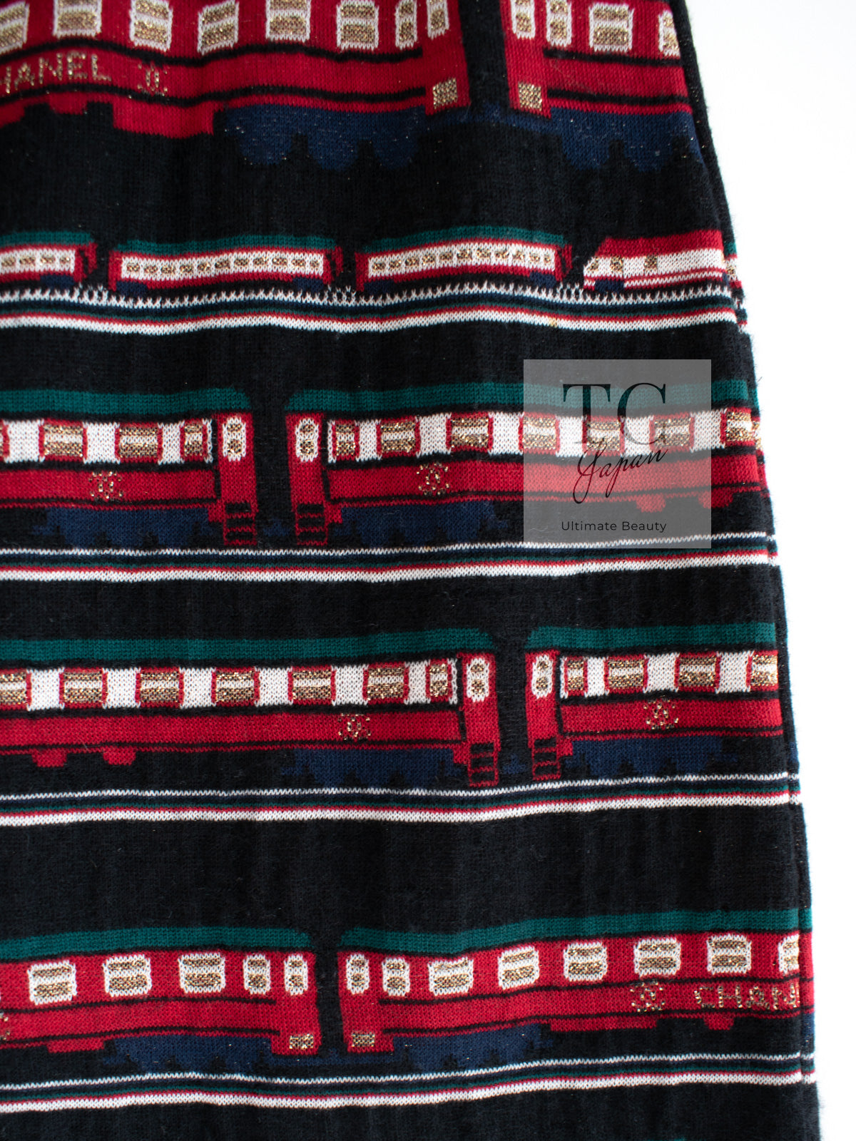 CHANEL 07C Black Train Central Station Cotton Cashmere Knit Skirt 38 シャネル ブラック セントラルステーション 電車 コットン カシミヤ ニット スカート 即発