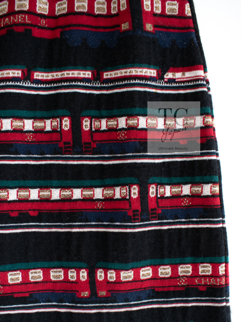 CHANEL 07C Black Train Central Station Cotton Cashmere Knit Skirt 38 シャネル ブラック セントラルステーション 電車 コットン カシミヤ ニット スカート 即発