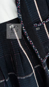 CHANEL 07C Navy Black Cotton Tweed Pleated Wool Skirt 36 シャネル ネイビー ブラック コットン ウール ツイード プリーツ スカート 即発