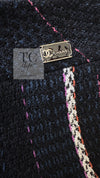CHANEL 07C Navy Black Cotton Tweed Pleated Wool Skirt 36 シャネル ネイビー ブラック コットン ウール ツイード プリーツ スカート 即発