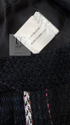 CHANEL 07C Navy Black Cotton Tweed Pleated Wool Skirt 36 シャネル ネイビー ブラック コットン ウール ツイード プリーツ スカート 即発