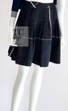 CHANEL 07C Navy Black Cotton Tweed Pleated Wool Skirt 36 シャネル ネイビー ブラック コットン ウール ツイード プリーツ スカート 即発