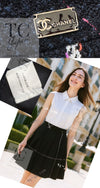 CHANEL 07C Navy Black Cotton Tweed Pleated Wool Skirt 36 シャネル ネイビー ブラック コットン ウール ツイード プリーツ スカート 即発