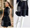 CHANEL 07C Navy Black Cotton Tweed Pleated Wool Skirt 36 シャネル ネイビー ブラック コットン ウール ツイード プリーツ スカート 即発