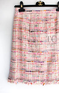 CHANEL 04S Pink Multicolor CC Gold Lesage Tweed Skirt 36 シャネル ピンク ミックス CC ゴールド ルサージュ ツイード スカート 即発