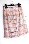 CHANEL 04S Pink Multicolor CC Gold Lesage Tweed Skirt 36 シャネル ピンク ミックス CC ゴールド ルサージュ ツイード スカート 即発