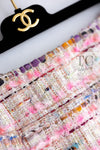 CHANEL 04S Pink Multicolor CC Gold Lesage Tweed Skirt 36 シャネル ピンク ミックス CC ゴールド ルサージュ ツイード スカート 即発