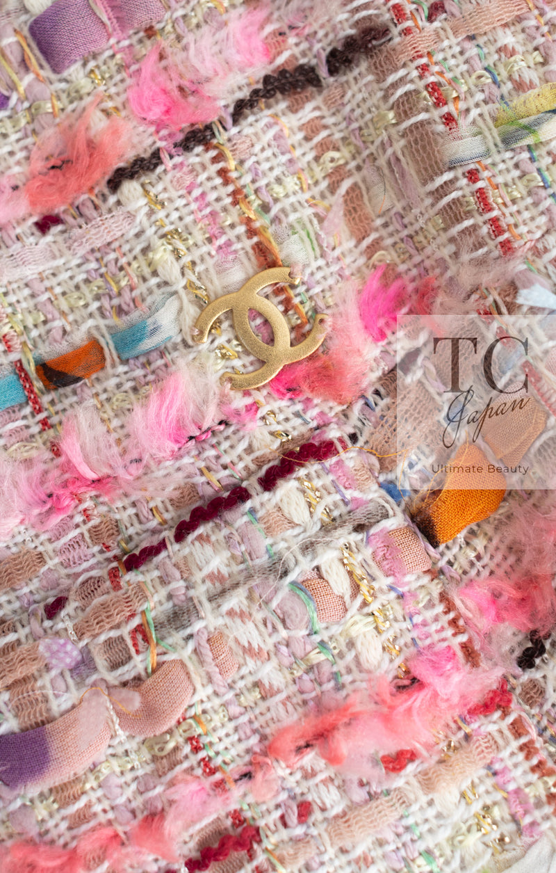 CHANEL 04S Pink Multicolor CC Gold Lesage Tweed Skirt 36 シャネル ピンク ミックス CC ゴールド ルサージュ ツイード スカート 即発