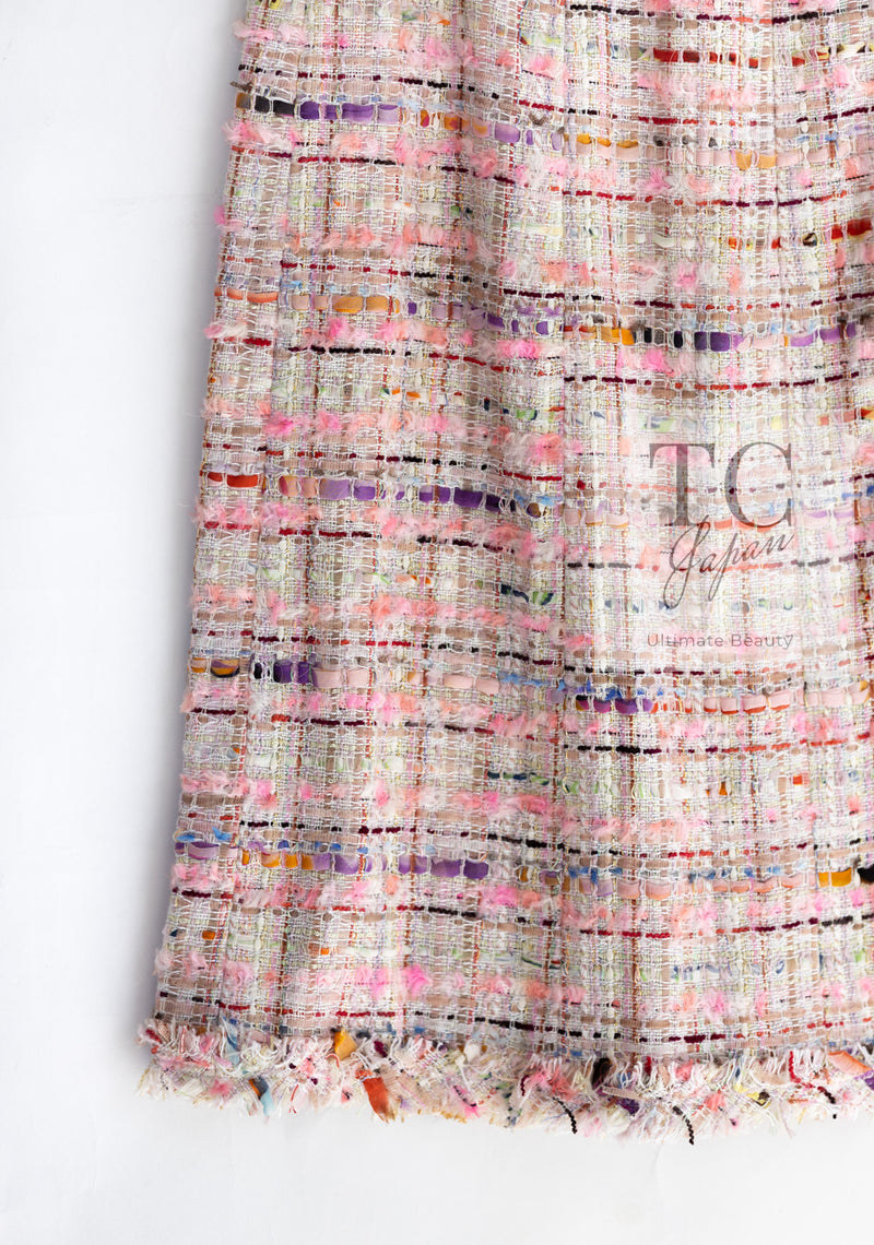 CHANEL 04S Pink Multicolor CC Gold Lesage Tweed Skirt 36 シャネル ピンク ミックス CC ゴールド ルサージュ ツイード スカート 即発