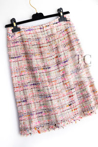 CHANEL 04S Pink Multicolor CC Gold Lesage Tweed Skirt 36 シャネル ピンク ミックス CC ゴールド ルサージュ ツイード スカート 即発