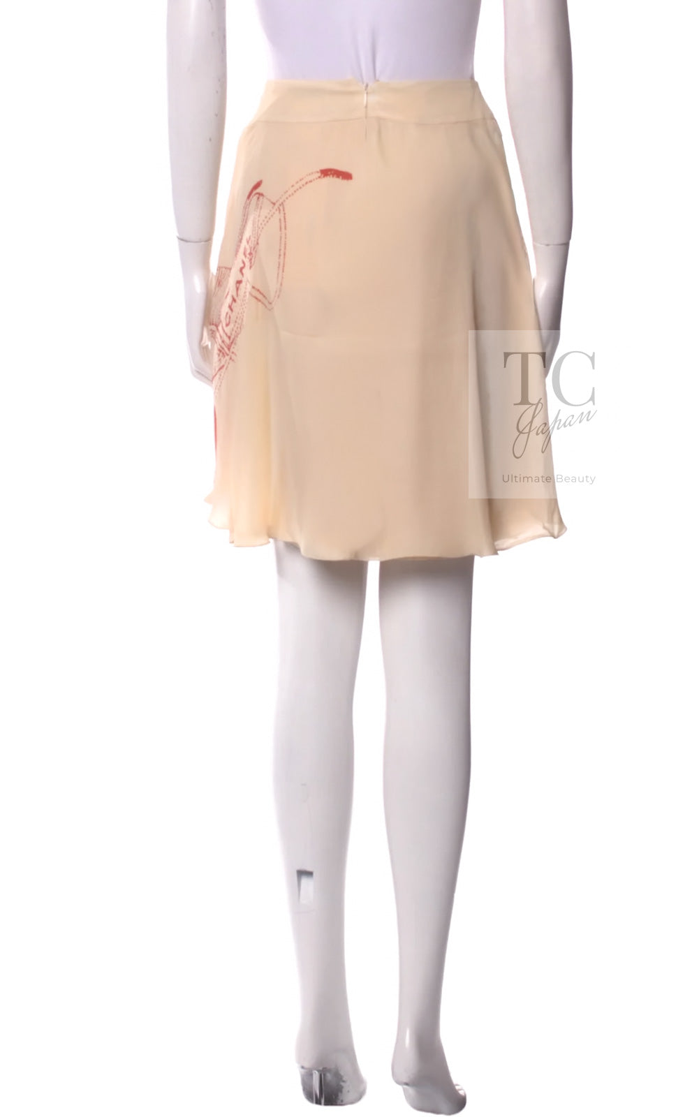 シャネル スカート CHANEL ベージュ ニュートラル ミルフィーユ シルク