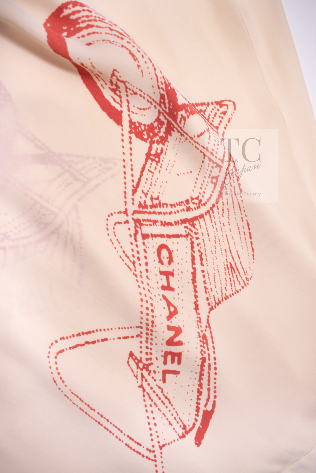 シャネル スカート CHANEL ベージュ ニュートラル ミルフィーユ シルク