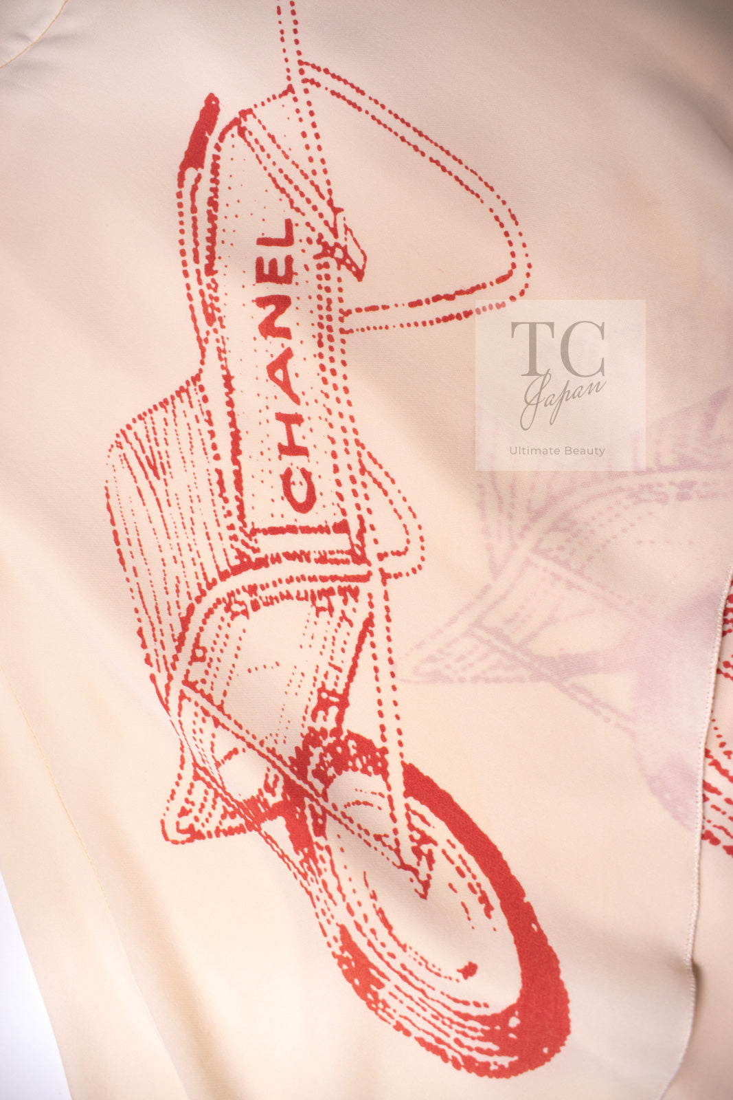 シャネル スカート CHANEL ベージュ ニュートラル ミルフィーユ シルク