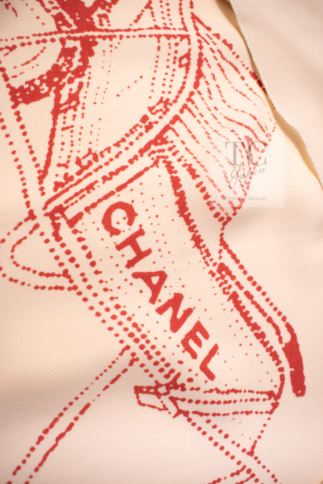 シャネル スカート CHANEL ベージュ ニュートラル ミルフィーユ シルク