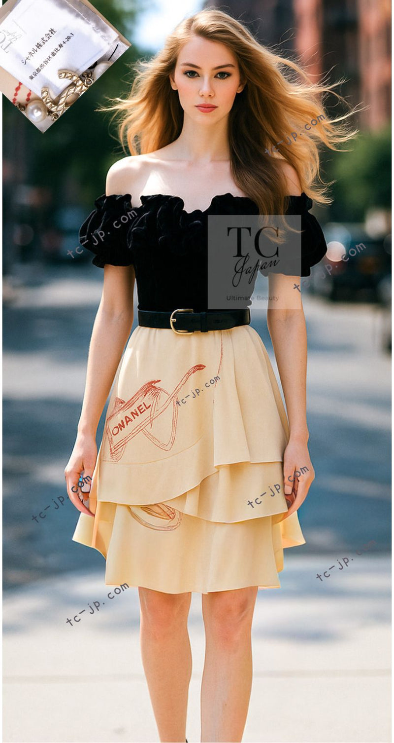 CHANEL 04S Beige Neutral Silk Skirt 36 シャネル ベージュ ニュートラル ミルフィーユ シルク スカート 即発