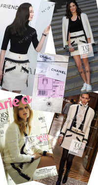 CHANEL 15PF Ivory Wool Mohair Leather Trim Skirt 44 シャネル アイボリー ウール モヘア レザートリム スカート 即発