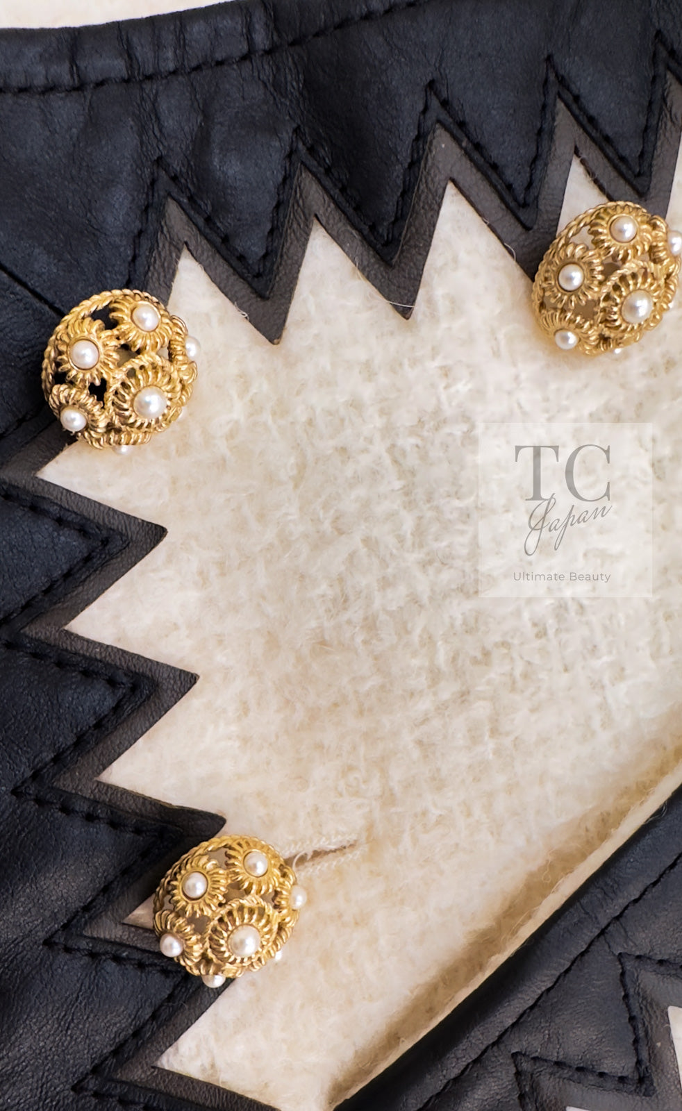 CHANEL 15PF Ivory Wool Mohair Leather Trim Skirt 44 シャネル アイボリー ウール モヘア レザートリム スカート 即発