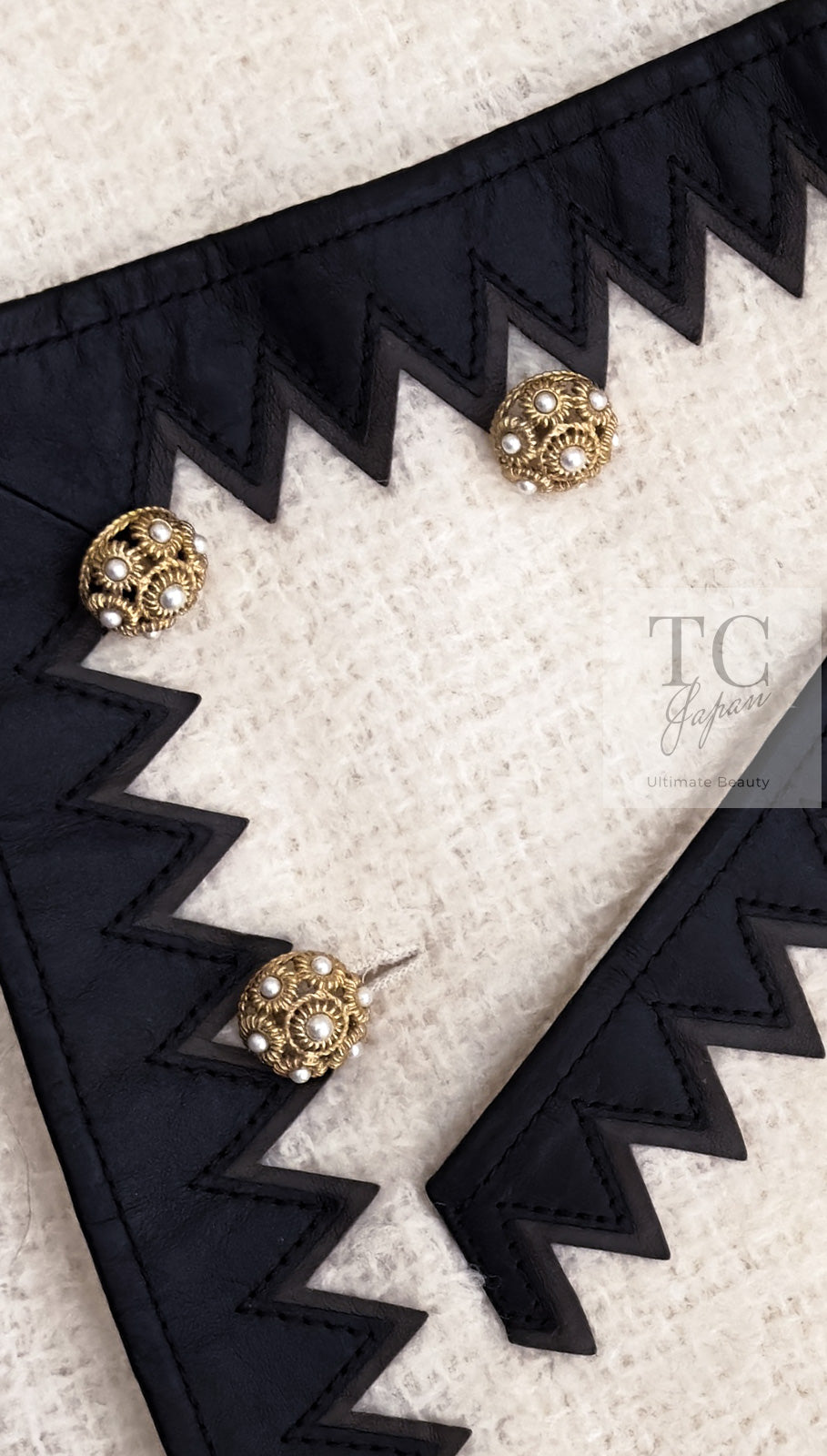 CHANEL 15PF Ivory Wool Mohair Leather Trim Skirt 44 シャネル アイボリー ウール モヘア レザートリム スカート 即発