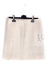 CHANEL 15PF Ivory Wool Mohair Leather Trim Skirt 44 シャネル アイボリー ウール モヘア レザートリム スカート 即発